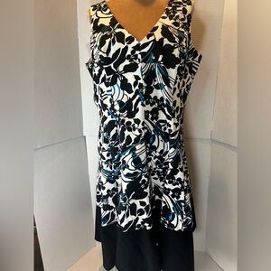 Jones Wear Black and White Dress with Blue Accents